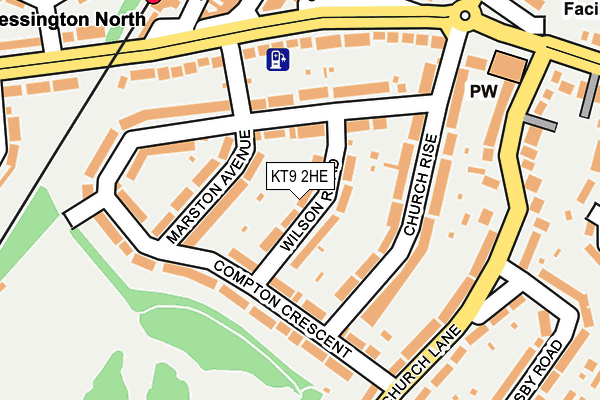 KT9 2HE map - OS OpenMap – Local (Ordnance Survey)