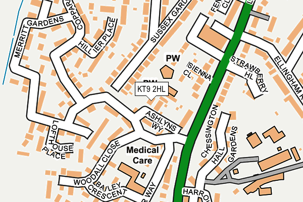 KT9 2HL map - OS OpenMap – Local (Ordnance Survey)