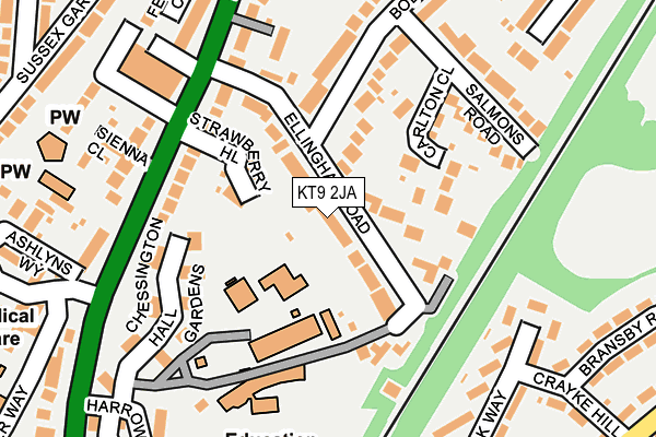 KT9 2JA map - OS OpenMap – Local (Ordnance Survey)