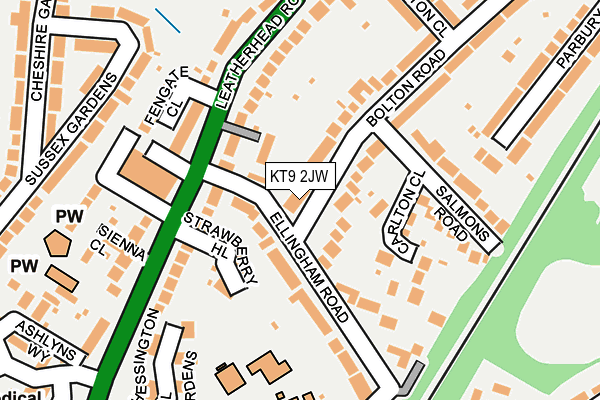 KT9 2JW map - OS OpenMap – Local (Ordnance Survey)