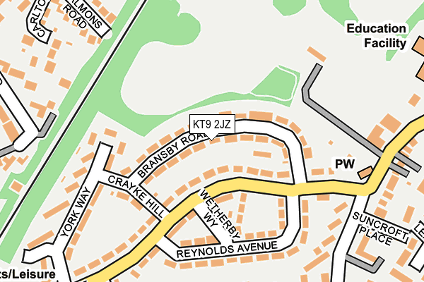 KT9 2JZ map - OS OpenMap – Local (Ordnance Survey)
