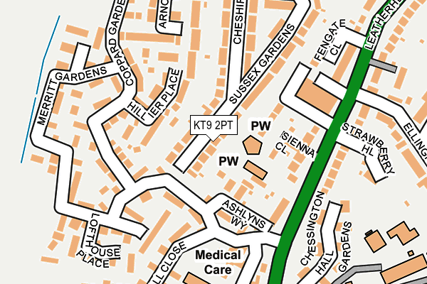 KT9 2PT map - OS OpenMap – Local (Ordnance Survey)