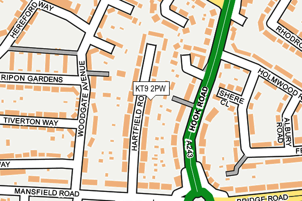 KT9 2PW map - OS OpenMap – Local (Ordnance Survey)