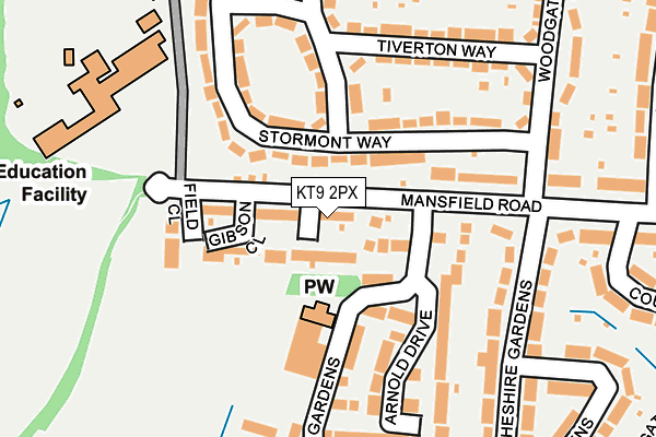 KT9 2PX map - OS OpenMap – Local (Ordnance Survey)