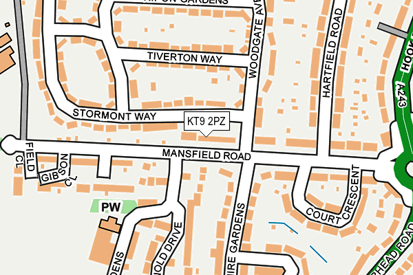 KT9 2PZ map - OS OpenMap – Local (Ordnance Survey)