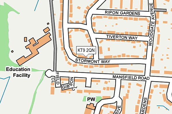 KT9 2QN map - OS OpenMap – Local (Ordnance Survey)