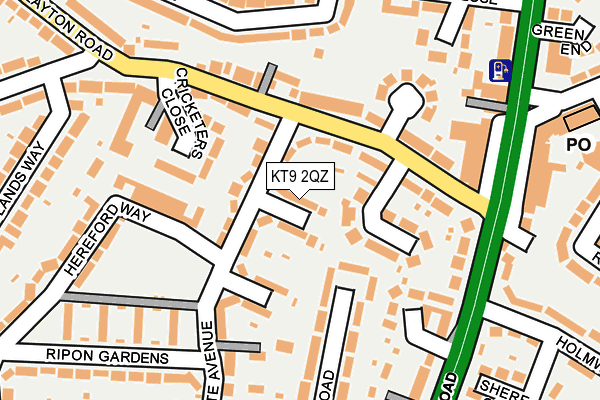KT9 2QZ map - OS OpenMap – Local (Ordnance Survey)
