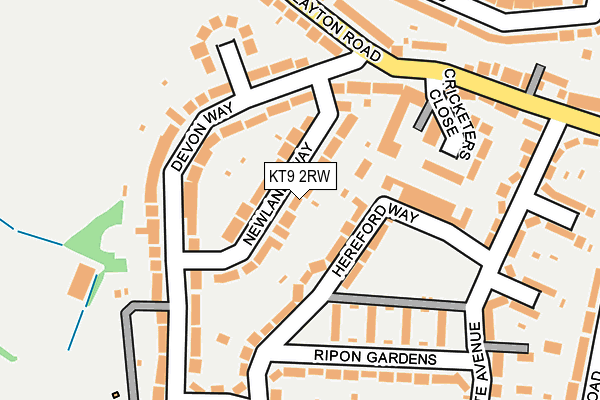 KT9 2RW map - OS OpenMap – Local (Ordnance Survey)