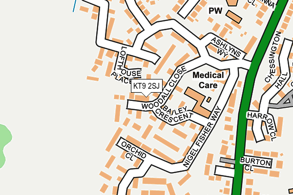KT9 2SJ map - OS OpenMap – Local (Ordnance Survey)