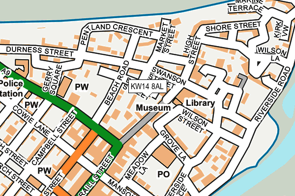 KW14 8AL map - OS OpenMap – Local (Ordnance Survey)