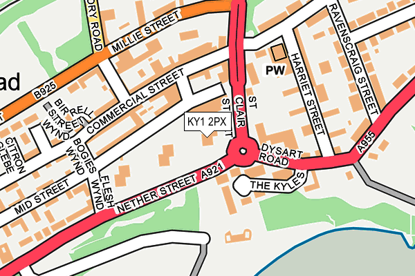 KY1 2PX map - OS OpenMap – Local (Ordnance Survey)