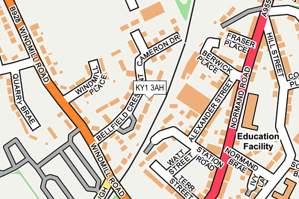 KY1 3AH map - OS OpenMap – Local (Ordnance Survey)
