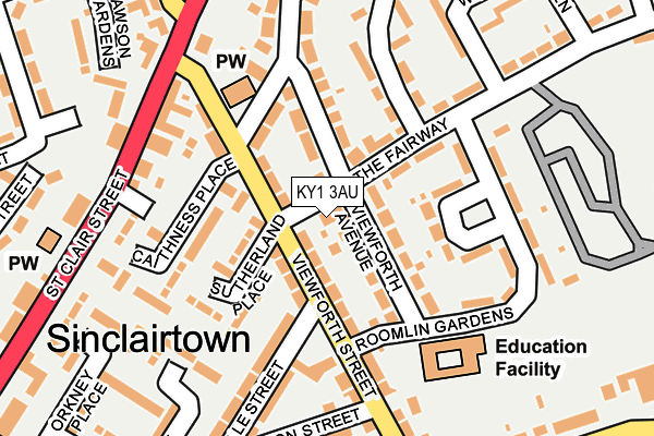 KY1 3AU map - OS OpenMap – Local (Ordnance Survey)