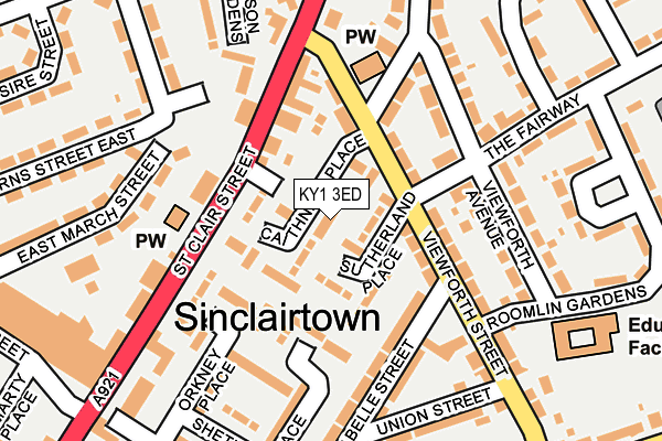 KY1 3ED map - OS OpenMap – Local (Ordnance Survey)