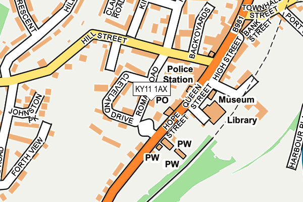 KY11 1AX map - OS OpenMap – Local (Ordnance Survey)