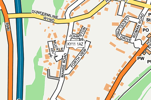 KY11 1AZ map - OS OpenMap – Local (Ordnance Survey)