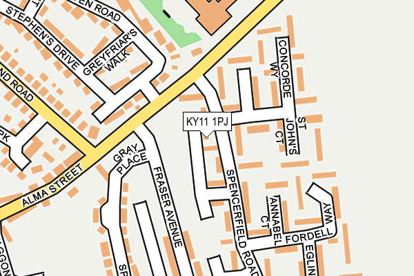 KY11 1PJ map - OS OpenMap – Local (Ordnance Survey)