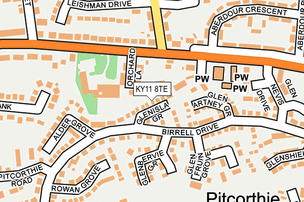 KY11 8TE map - OS OpenMap – Local (Ordnance Survey)