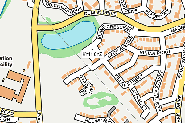 KY11 8YZ map - OS OpenMap – Local (Ordnance Survey)