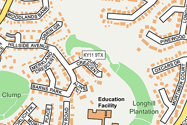 KY11 9TX map - OS OpenMap – Local (Ordnance Survey)