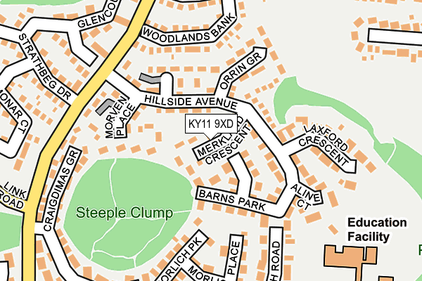 KY11 9XD map - OS OpenMap – Local (Ordnance Survey)