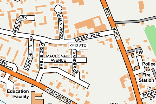 KY13 8TX map - OS OpenMap – Local (Ordnance Survey)
