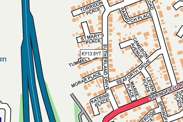 KY13 8YT map - OS OpenMap – Local (Ordnance Survey)