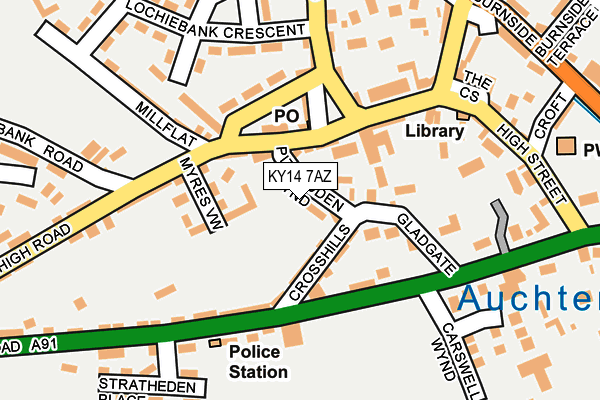 KY14 7AZ map - OS OpenMap – Local (Ordnance Survey)