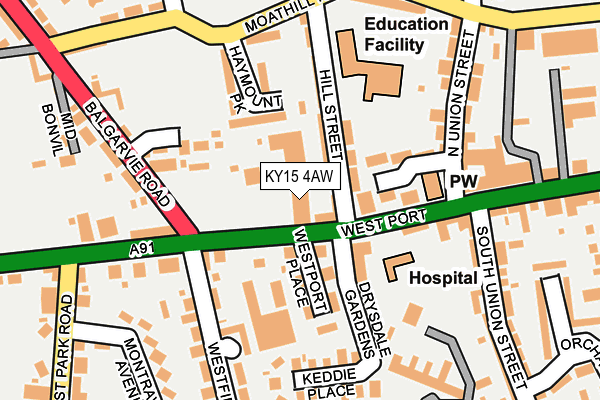 KY15 4AW map - OS OpenMap – Local (Ordnance Survey)