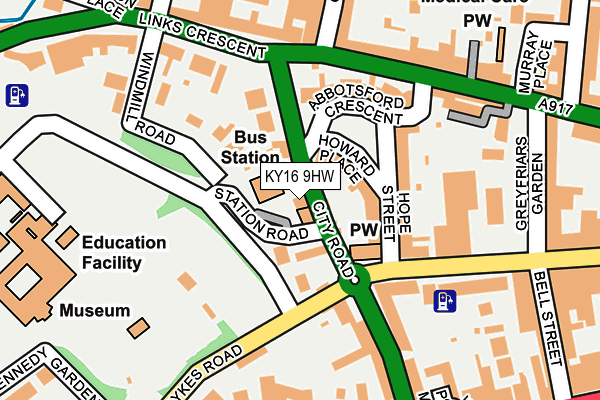 KY16 9HW map - OS OpenMap – Local (Ordnance Survey)