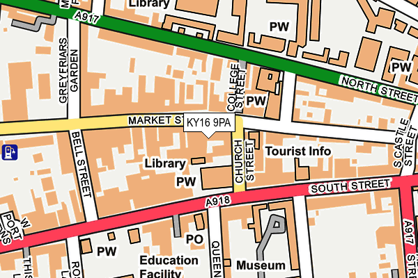 KY16 9PA map - OS OpenMap – Local (Ordnance Survey)