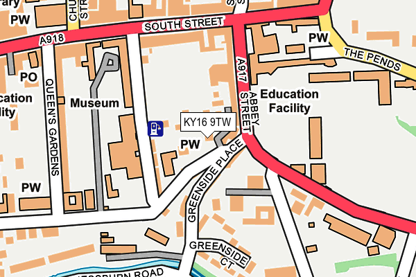 KY16 9TW map - OS OpenMap – Local (Ordnance Survey)