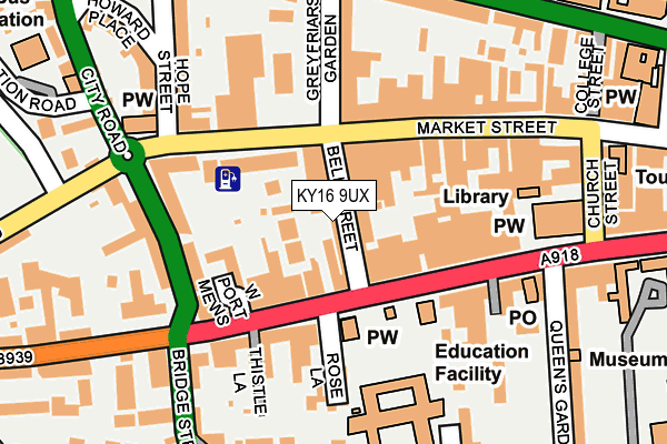 KY16 9UX map - OS OpenMap – Local (Ordnance Survey)