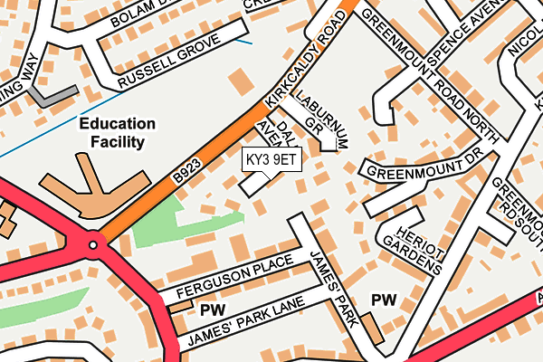 KY3 9ET map - OS OpenMap – Local (Ordnance Survey)
