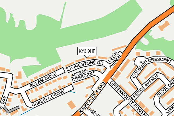 KY3 9HF map - OS OpenMap – Local (Ordnance Survey)