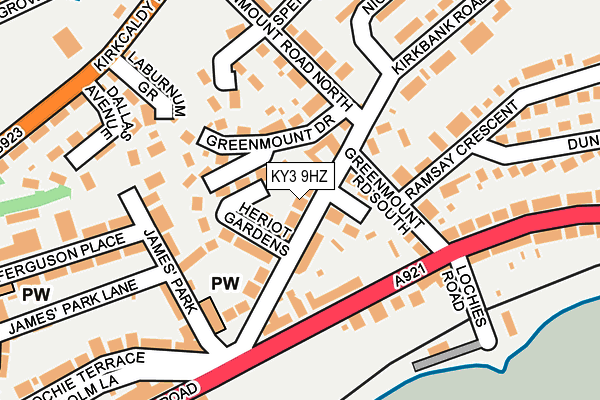 KY3 9HZ map - OS OpenMap – Local (Ordnance Survey)