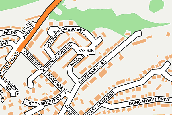 KY3 9JB map - OS OpenMap – Local (Ordnance Survey)