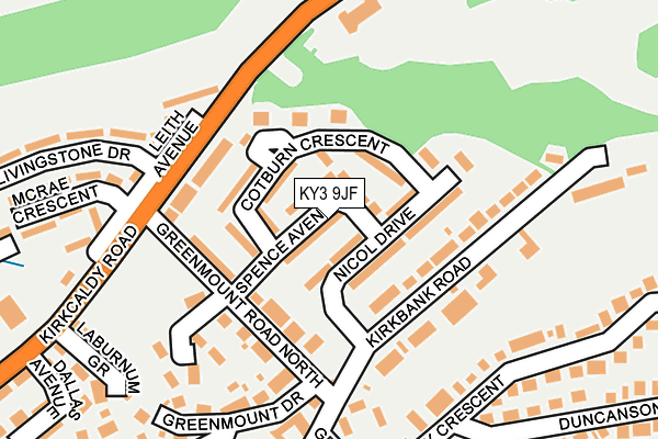KY3 9JF map - OS OpenMap – Local (Ordnance Survey)