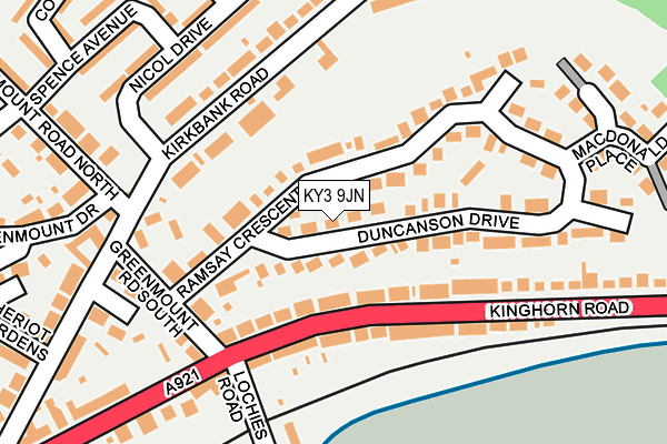 KY3 9JN map - OS OpenMap – Local (Ordnance Survey)