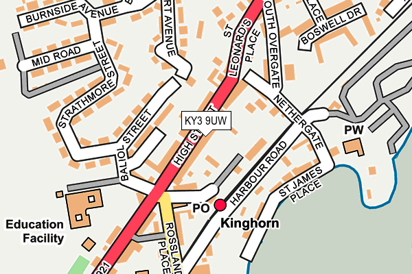 KY3 9UW map - OS OpenMap – Local (Ordnance Survey)