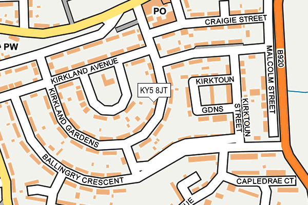 KY5 8JT map - OS OpenMap – Local (Ordnance Survey)
