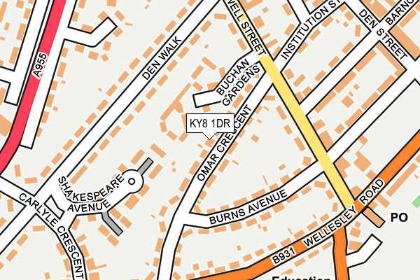 KY8 1DR map - OS OpenMap – Local (Ordnance Survey)