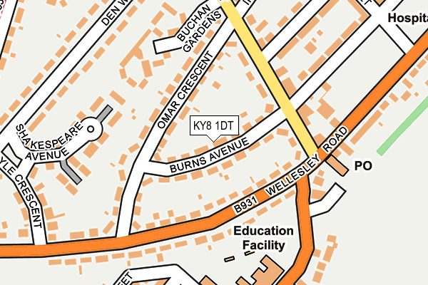 KY8 1DT map - OS OpenMap – Local (Ordnance Survey)