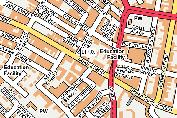 L1 4JX map - OS OpenMap – Local (Ordnance Survey)