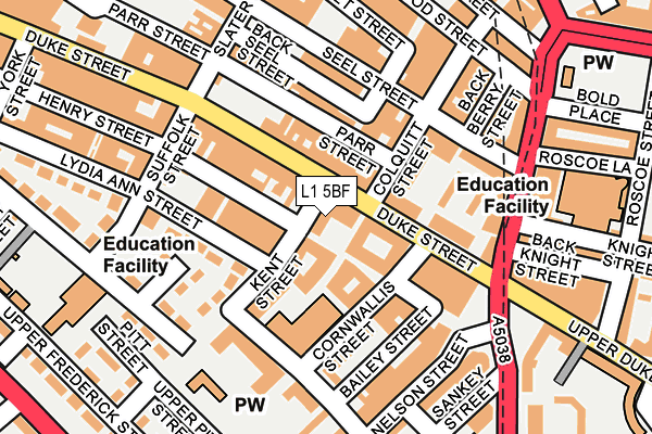 L1 5BF map - OS OpenMap – Local (Ordnance Survey)