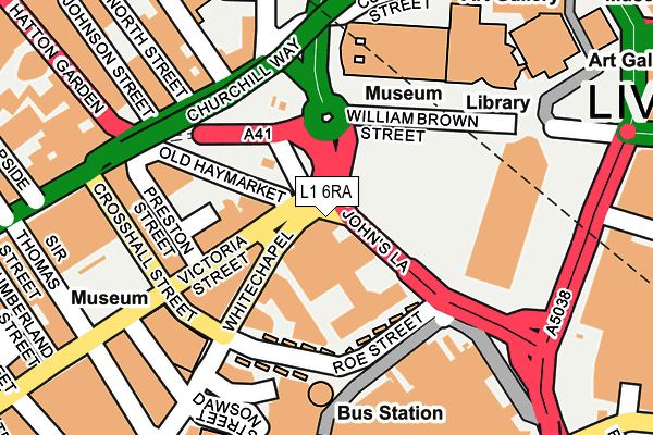L1 6RA map - OS OpenMap – Local (Ordnance Survey)