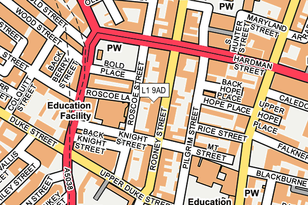 L1 9AD map - OS OpenMap – Local (Ordnance Survey)