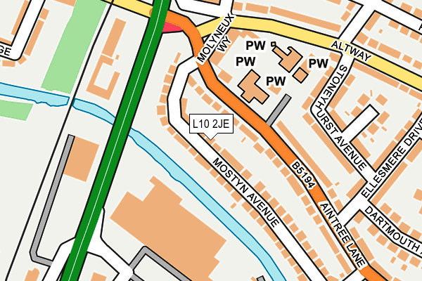 L10 2JE map - OS OpenMap – Local (Ordnance Survey)
