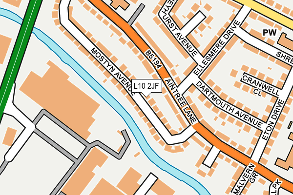 L10 2JF map - OS OpenMap – Local (Ordnance Survey)