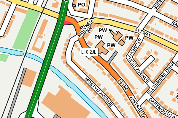 L10 2JL map - OS OpenMap – Local (Ordnance Survey)